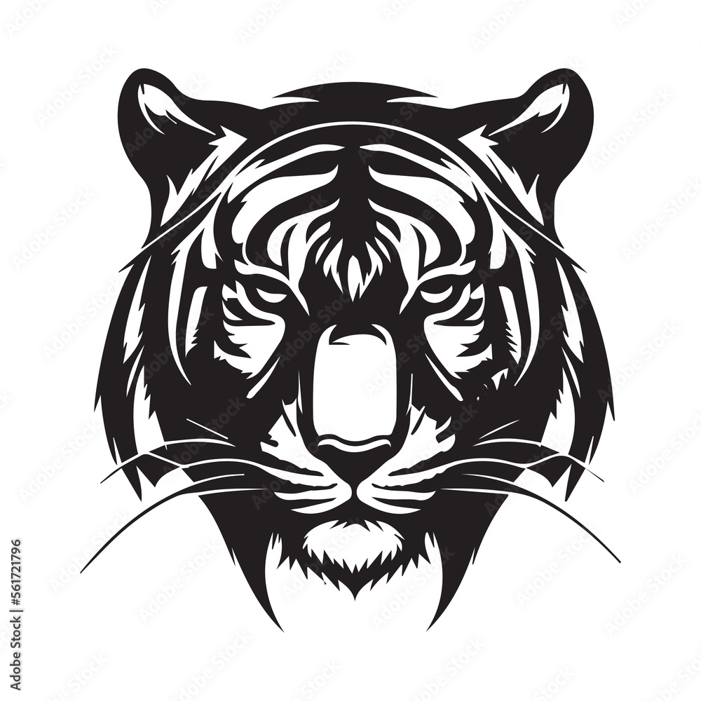 Tiger head minimal vector icon. Isolated predator illustration. Mascot silhouette of wild animal. Business and company logo. Sport team . Aggressive beast. Big cat. Tattoo ideas. Symbol of strength. Tiger head minimal vector icon. Isolated predator illustration. Mascot silhouette of wild animal. Business and company logo. Sport team . Aggressive beast. Big cat. Tattoo ideas. Symbol of strength.