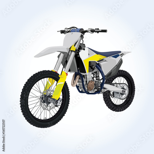 Motocross white motorcycle bike motorbike motor speed wheel biker transport engine transportation sport wheels ride road vector illustration