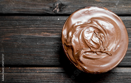 Chocolate paste in bowl.