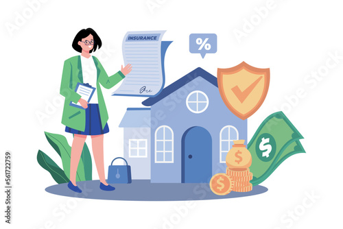 Housing costs insurance Illustration concept on white background
