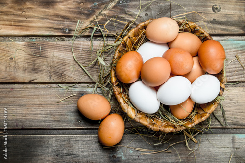 Eggs in a basket.