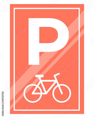 parking bicycle sign on a orange red background