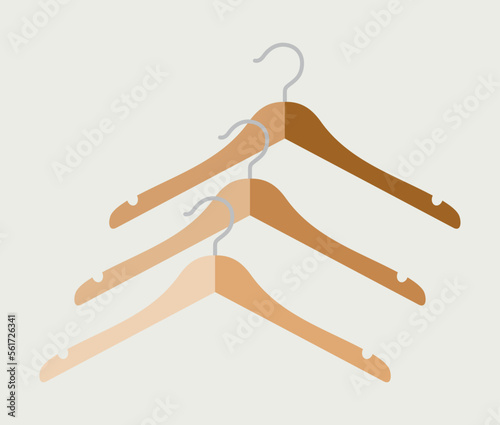 vector set ,clothes on hangers , flat style