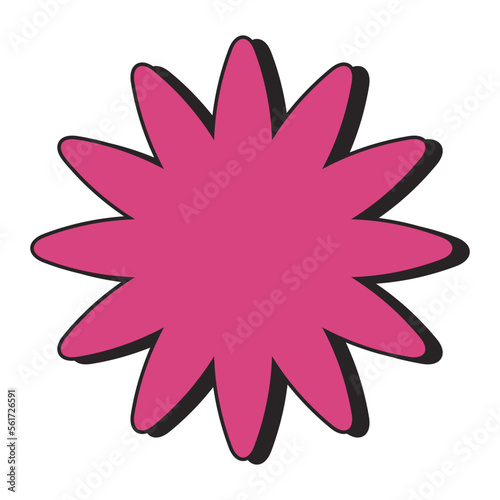 Retro shape geometric pink lotus flower isolated
