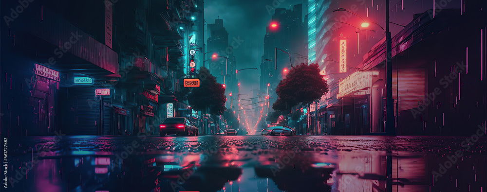 Cyberpunk City Street Night 4K PC Wallpaper