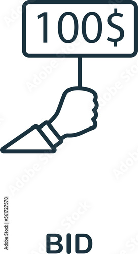 Bid icon. Monochrome simple Stock Market icon for templates, web design and infographics