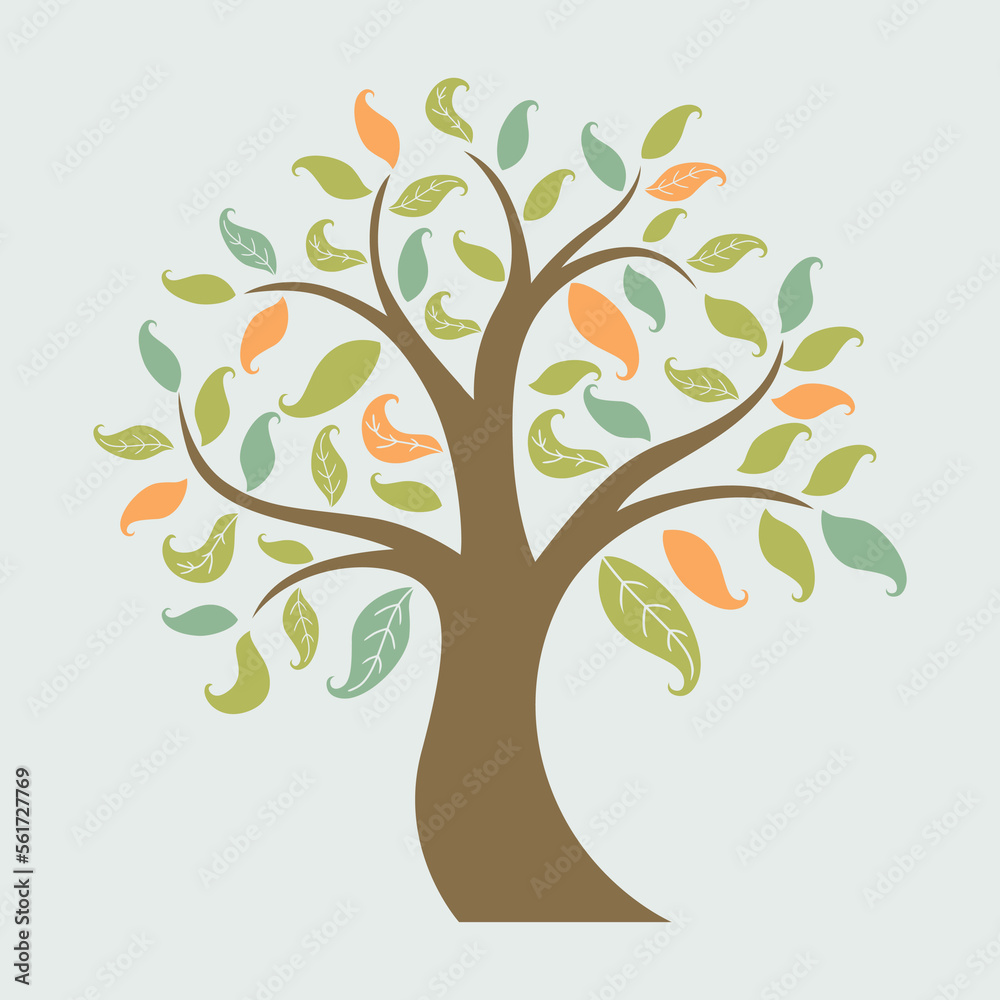 Obraz premium tree with leaf , vector illustration.vector flat tree Icon.