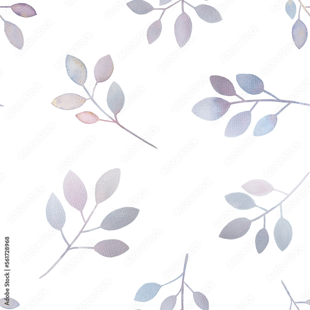 Seamless watercolor lilac twigs.