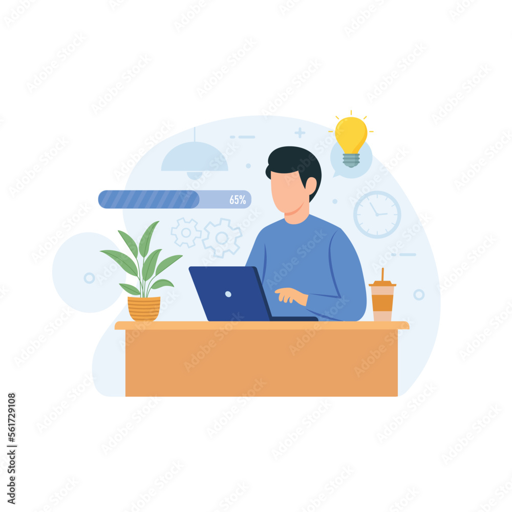 Work in progress flat vector illustration Work in progress flat vector illustration