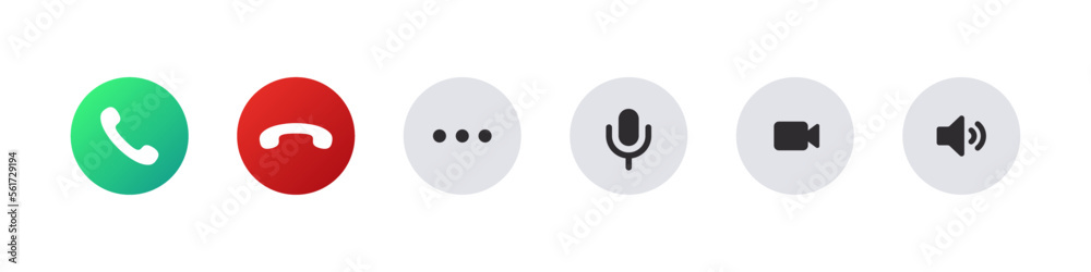 Call function icons. Phone call icons accept and decline. Incoming call icons. Vector images Call function icons. Phone call icons accept and decline. Incoming call icons. Vector images