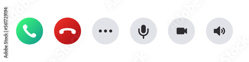 Call function icons. Phone call icons accept and decline. Incoming call icons. Vector images
