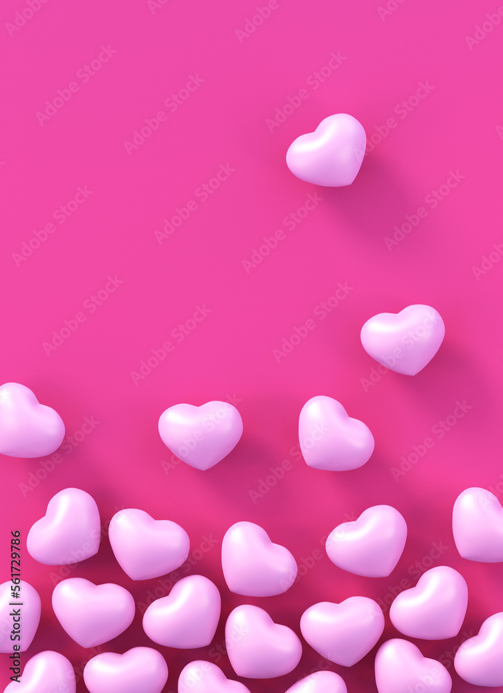 Abstract 3d pink love heart background,valentine background, 3d render