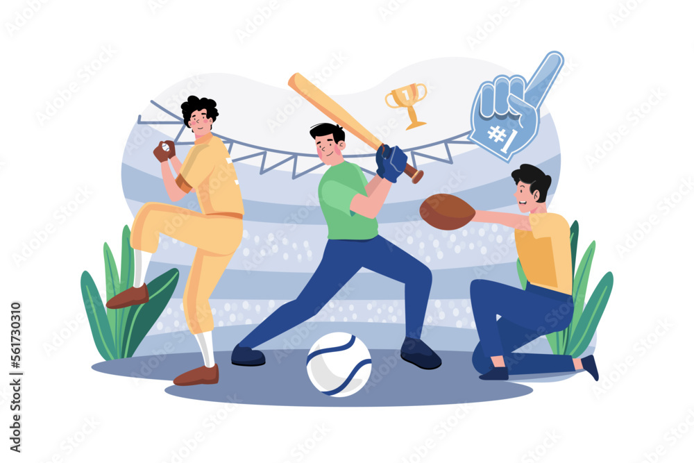 Fototapeta premium Baseball team Illustration concept on white background