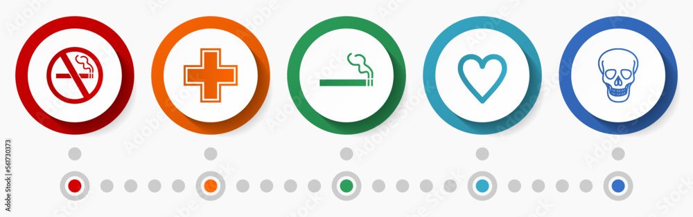 Obraz premium Health concept vector icon set, lifestyle flat design web buttons, medical infographic template
