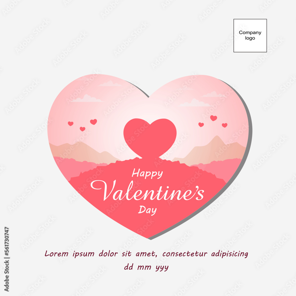 happy valentine's day design with pink color in the shape of a heart