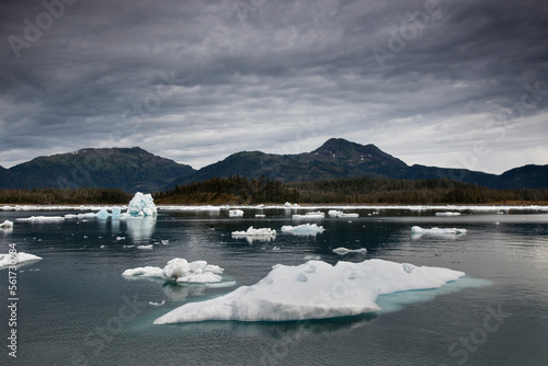 Blocks of ice of the Columbia Glacier floating on Prince William Sound, Alaska