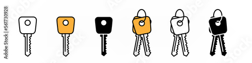 Keys icon set over white illustration
