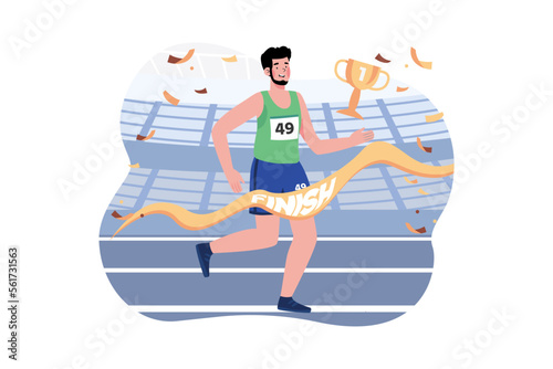 Bearded dude running fast on the stadium