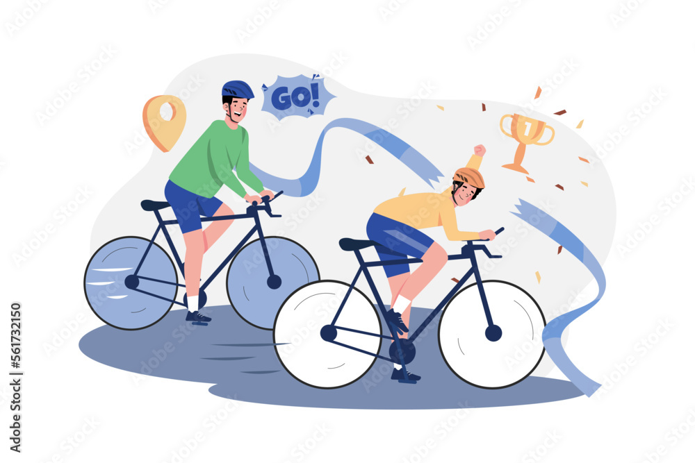 Cycling competitions Illustration concept on white background
