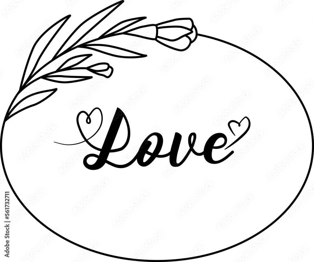 Love floral frame Love floral frame