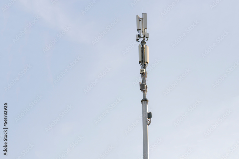 5g station antenna in the city against the sky, network receiver 5g station antenna in the city against the sky, network receiver