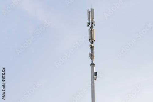 5g station antenna in the city against the sky, network receiver