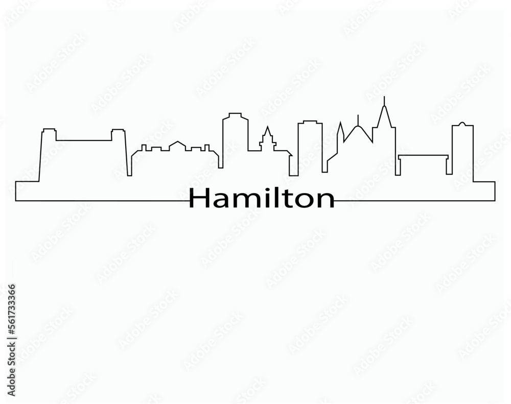 Obraz premium Hamilton Canada city skyline outline silhouette