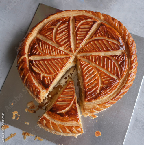 Sweet pastry eaten during Christmas. Gallete Des Rois aka Three King Cake or King Cake. Associated in many countries with Epiphany.