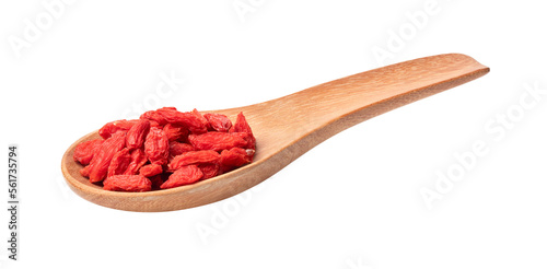 Photos goji berries in wood spoon on transparent png