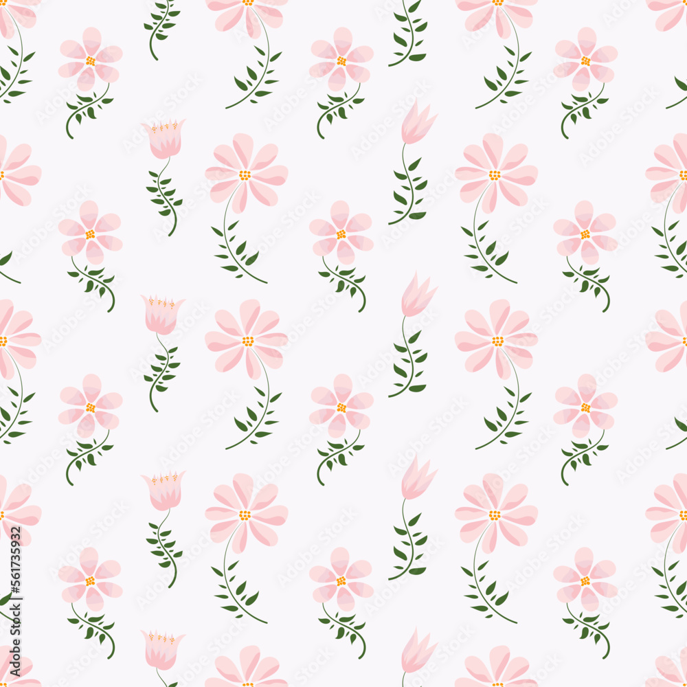 Floral vector pattern seamless cute pink floral for ditsy print, fabric print, and fashion print