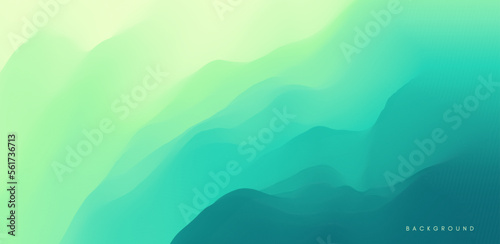 Blue abstract background. Water surface. Sky with clouds. Landscape with mountains. Vector illustration for design.