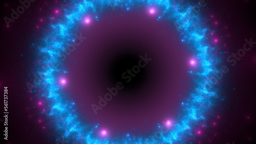 Luminous modern abstract background, fractal world. Digital space for use in design. Round shapes and lines. 3d render