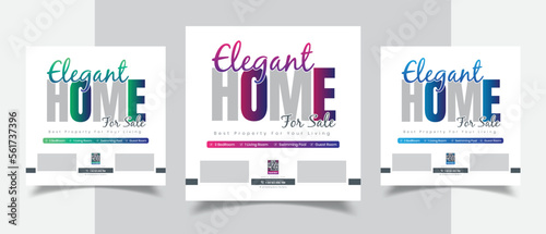 Home Sale Social Media Post Design, Real Estate Web Banner Template Design