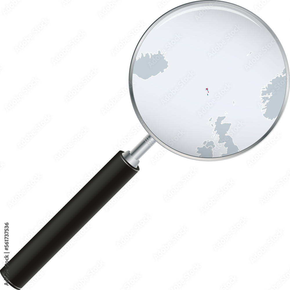 Faroe Islands map with flag in magnifying glass. Faroe Islands map with flag in magnifying glass.