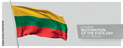 Lithuania restoration of the state day greeting card  banner vector illustration