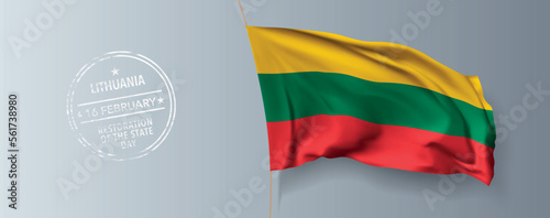 Lithuania restoration of the state day greeting card, banner with template text vector illustration