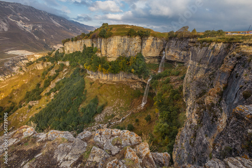 Khan waterfall. Matla nature extreme park. Caucasus scenery. Dagestan.