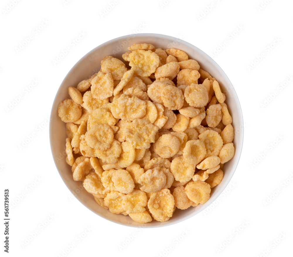 Corn Flakes in white bowl isolated on transparent png Corn Flakes in white bowl isolated on transparent png