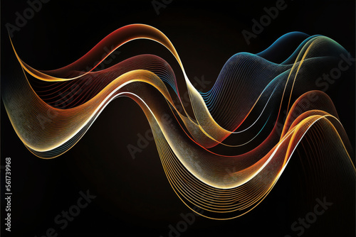 Sound wave, abstract colored equalizer, personal ssistant, voice recognition. Smart home ui element. Futuristic illustration in neon colors. Created with Generative AI technology. photo