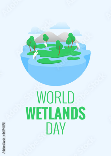 world wetlands day poster with globe illustration