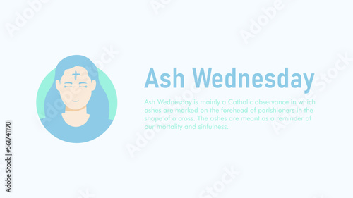 ash wednesday banner template with woman illustration