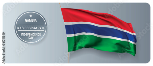 Gambia independence day vector banner  greeting card.