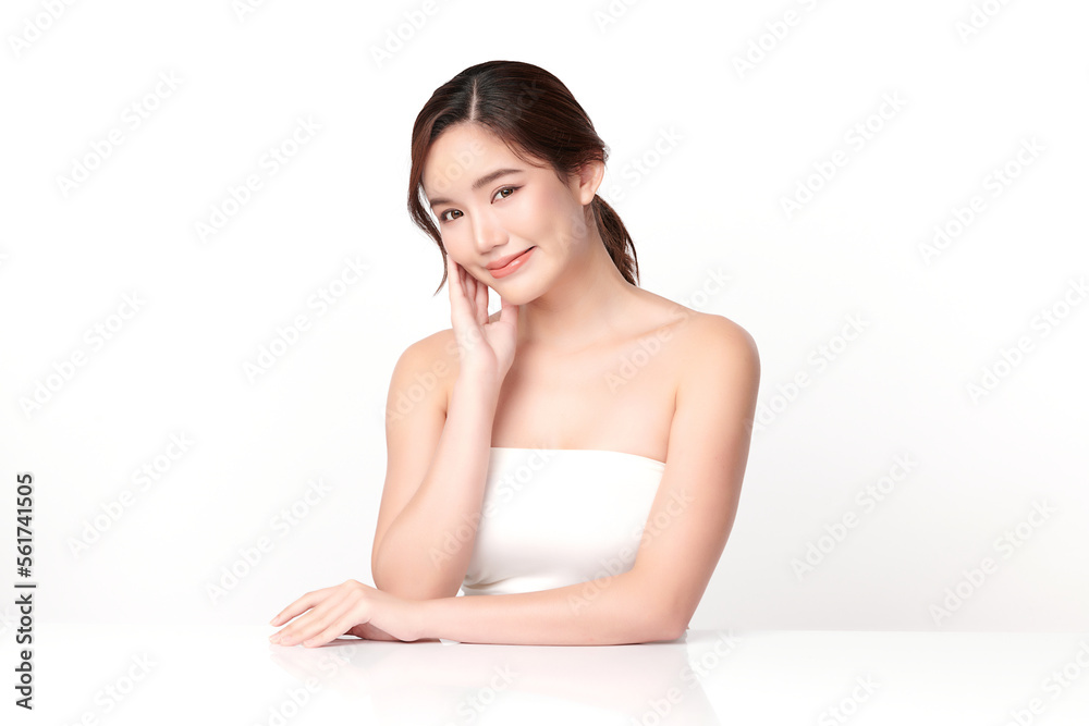 Beautiful young asian woman with clean fresh skin on white background, Face care, Facial treatment, Cosmetology, beauty and spa, Asian women portrait. Beautiful young asian woman with clean fresh skin on white background, Face care, Facial treatment, Cosmetology, beauty and spa, Asian women portrait.