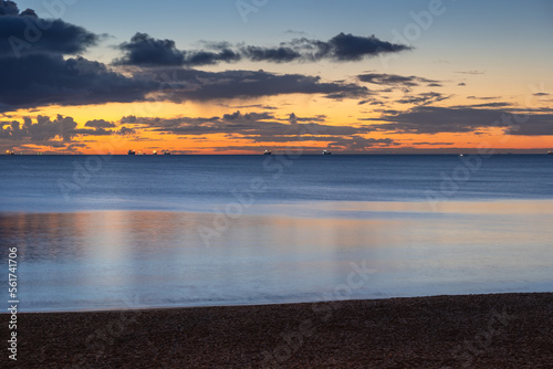 The Baltic Sea At Dawn In Gdynia, Poland photo