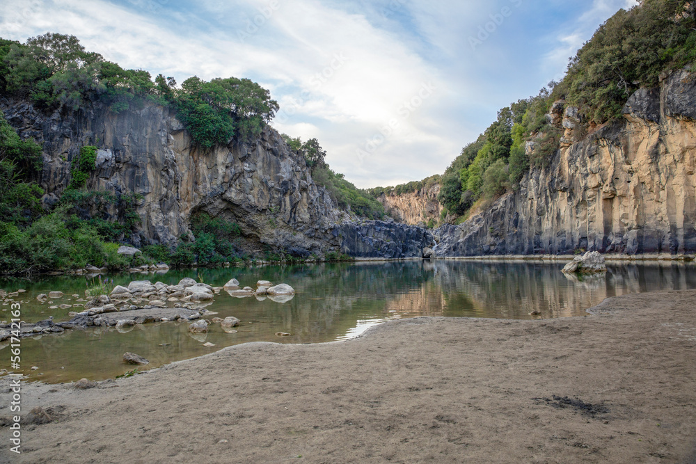 Italy, Lazio, Cliffs surroundingLagoPellicone Italy, Lazio, Cliffs surroundingLagoPellicone