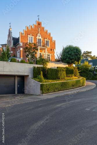 House with clinker facade under clear sky