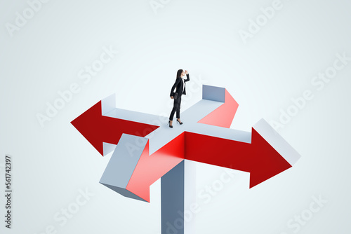 Canvas Print Looking for a solution and right decision concept with looking into the distance