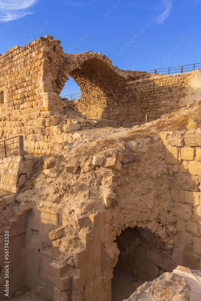 Al Karak, Jordan Medieval Crusaders Castle arch and ruins