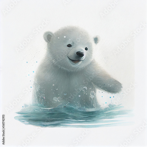 Cartoon. happy smiling polar bear. generative ai