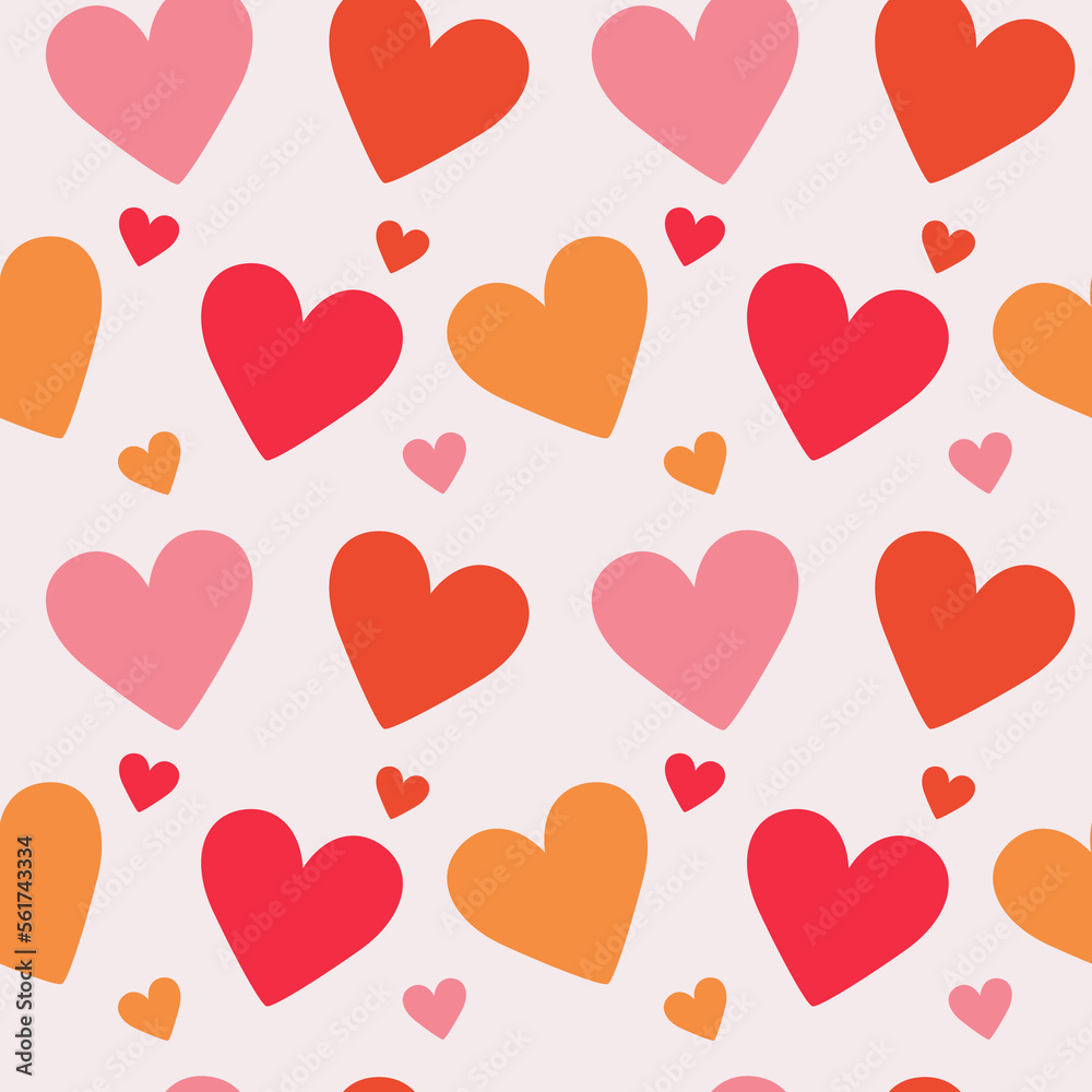 romantic seamless pattern with colored red and pink hearts. Valentine's Day. Love and tenderness